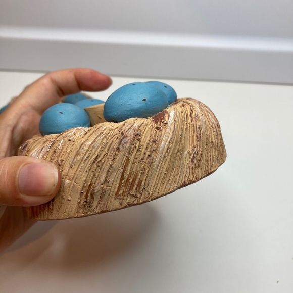 A Pair Vintage Serrv Candle Holder Eggs On Nest Made in Peru - Picture 7 of 12